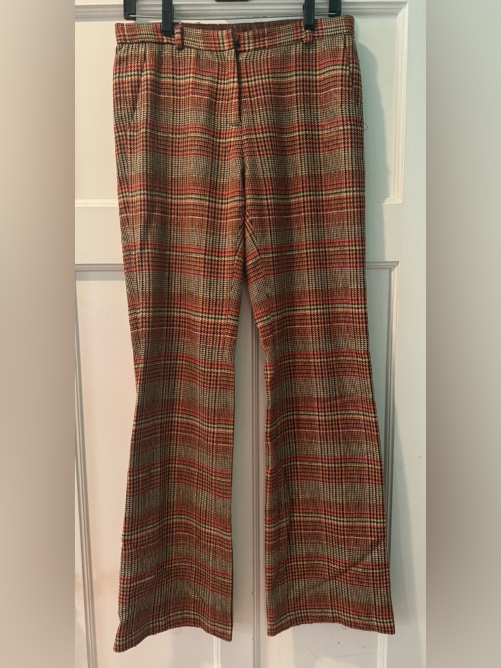 Vintage Anna Sui Wool Plaid Trousers - Orange, Black, Gold